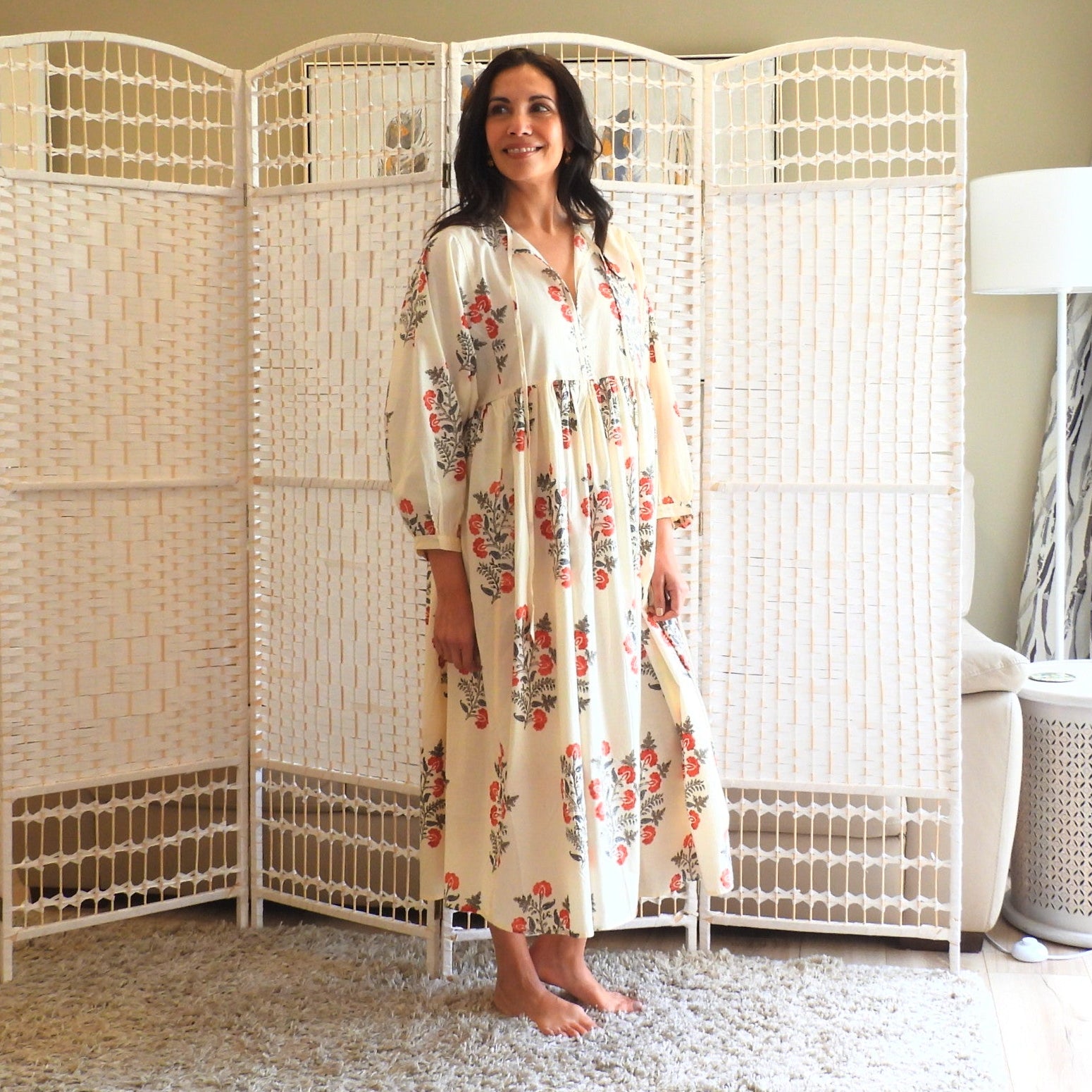 Boho Printed Cotton Midi Dress - The Rosa