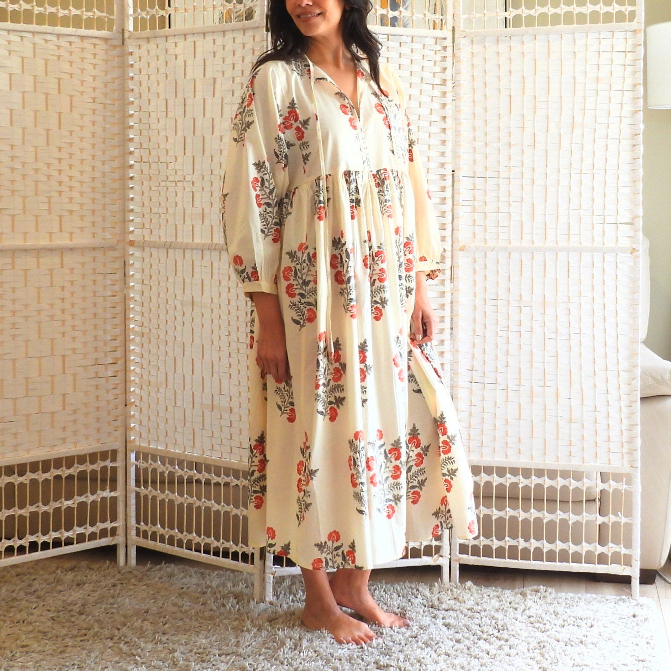 Boho Printed Cotton Midi Dress - The Rosa