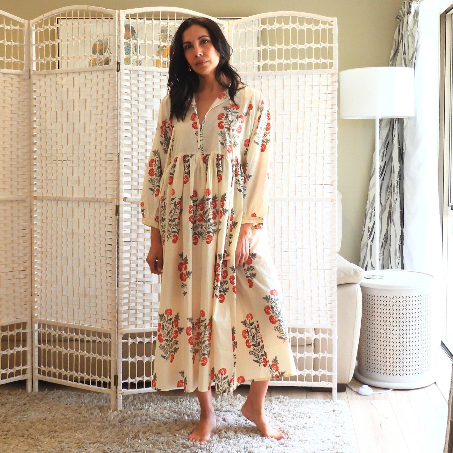 Boho Printed Cotton Midi Dress - The Rosa