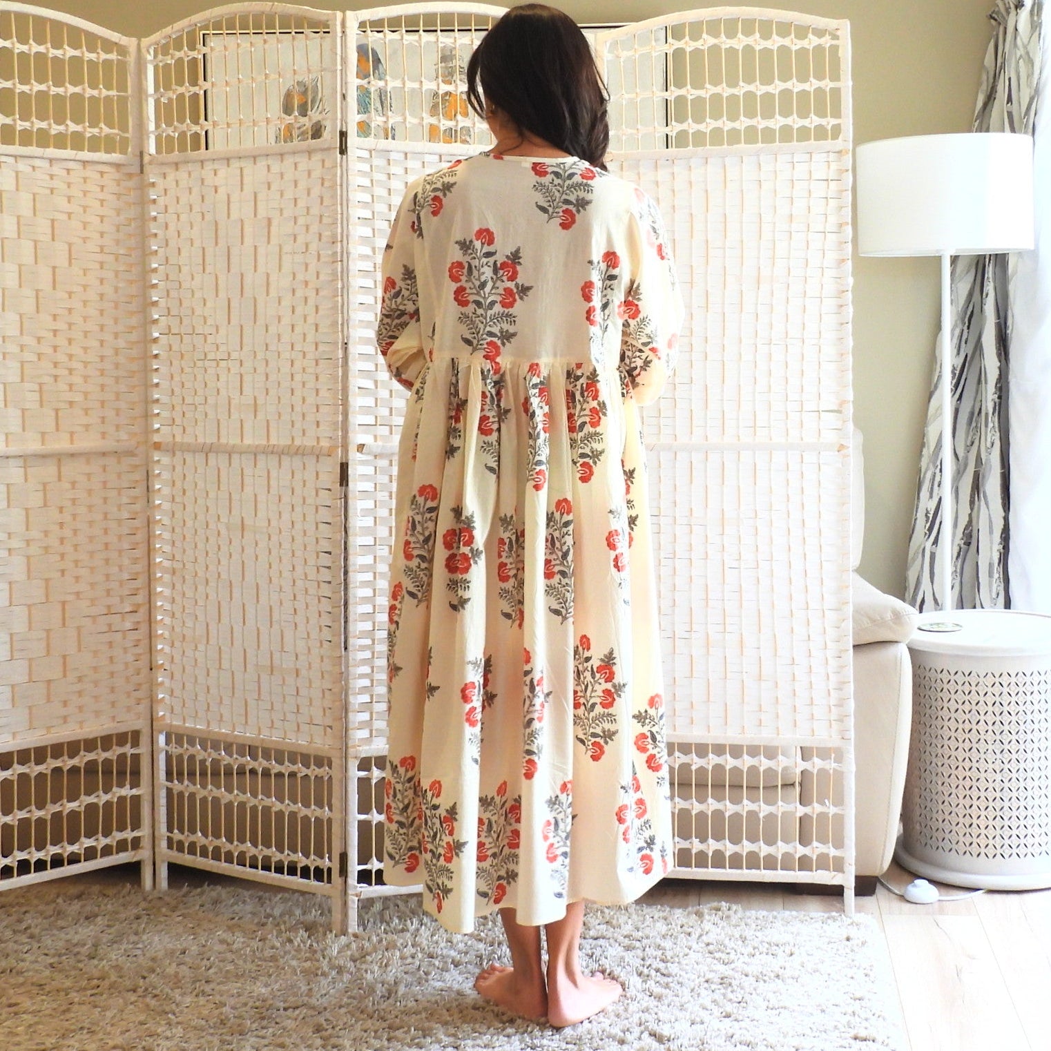 Boho Printed Cotton Midi Dress - The Rosa