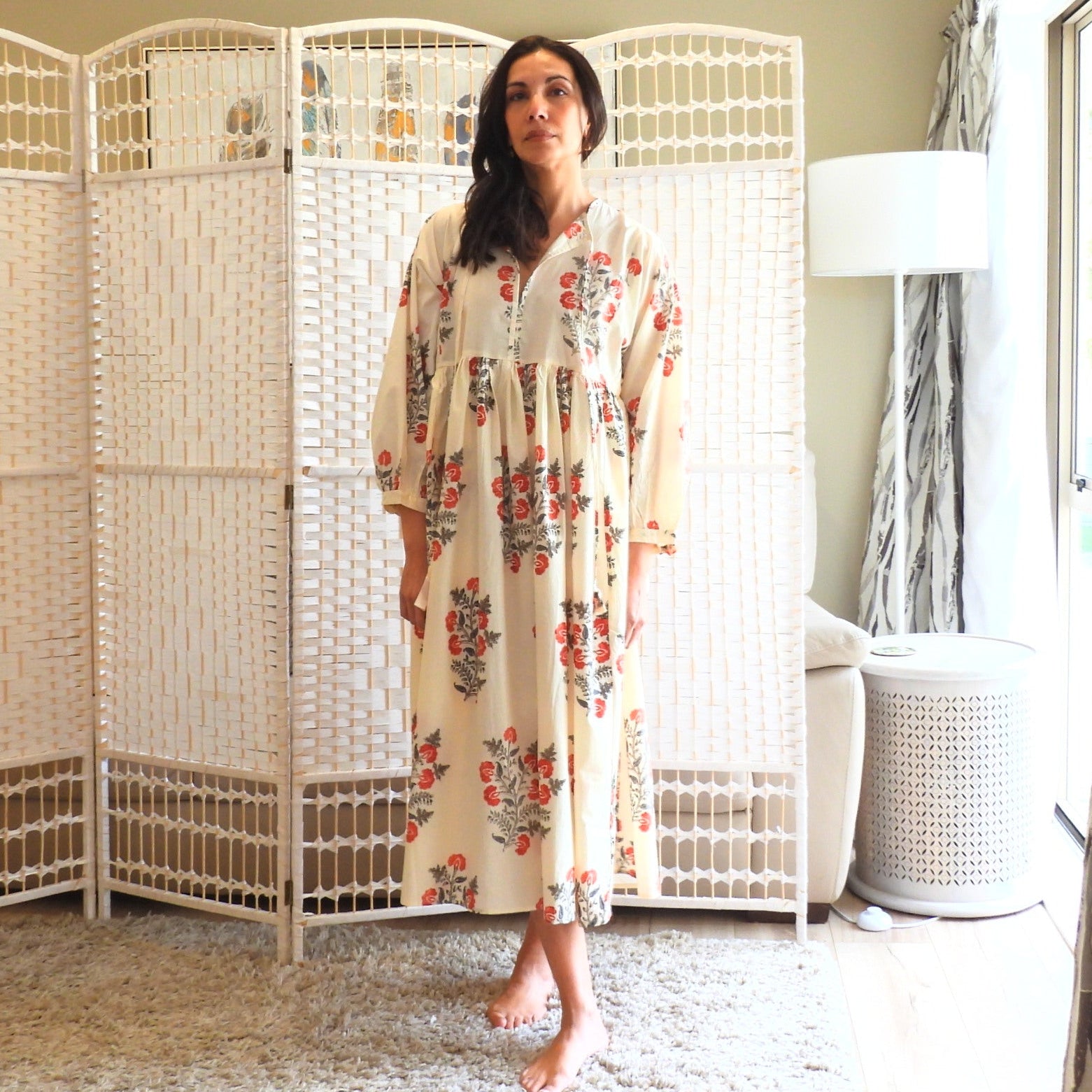 Boho Printed Cotton Midi Dress - The Rosa