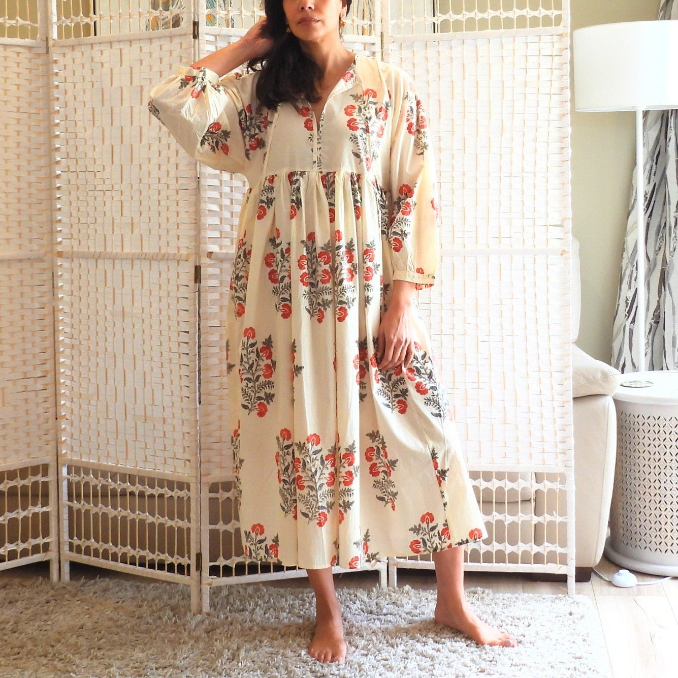 Boho Printed Cotton Midi Dress - The Rosa