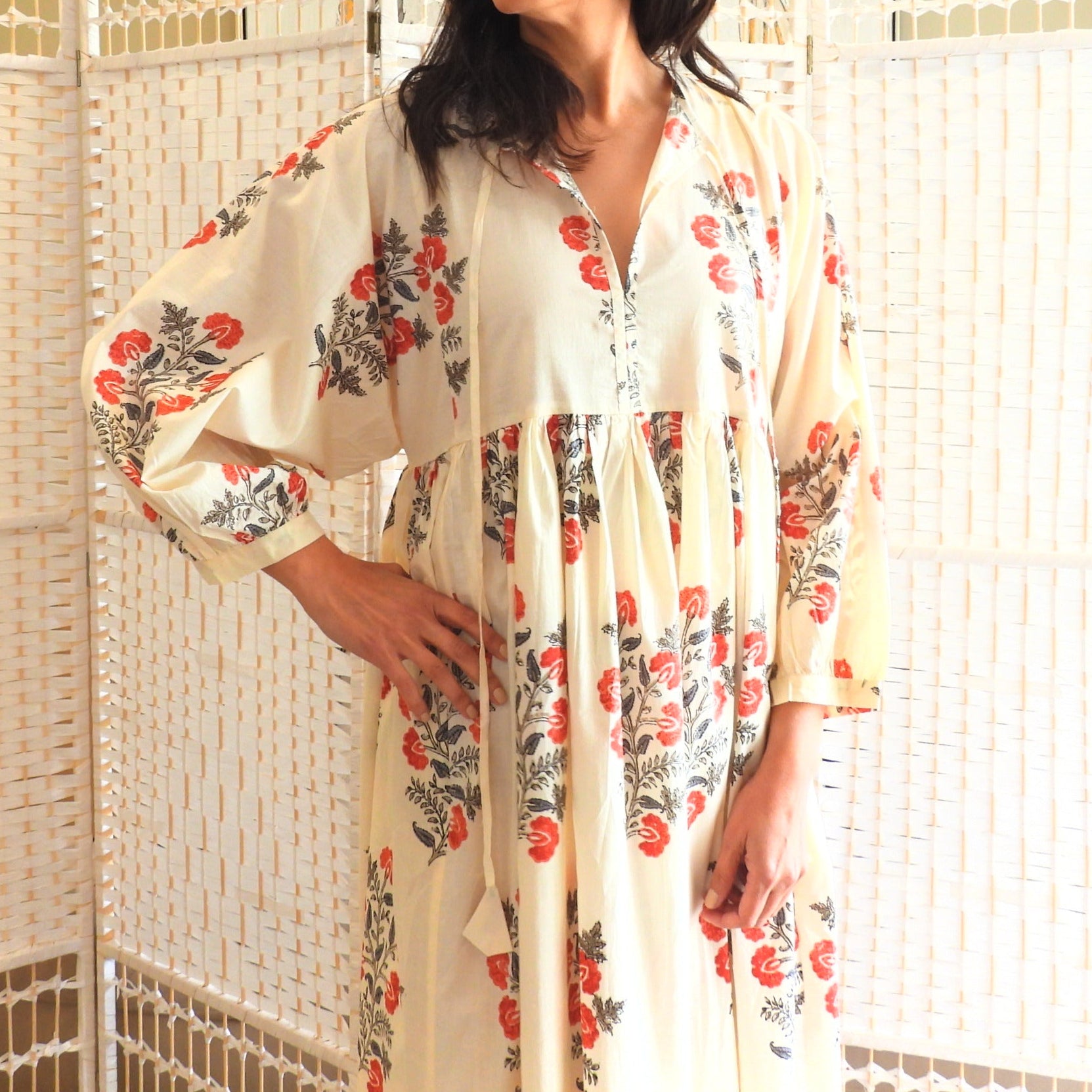 Boho Printed Cotton Midi Dress - The Rosa