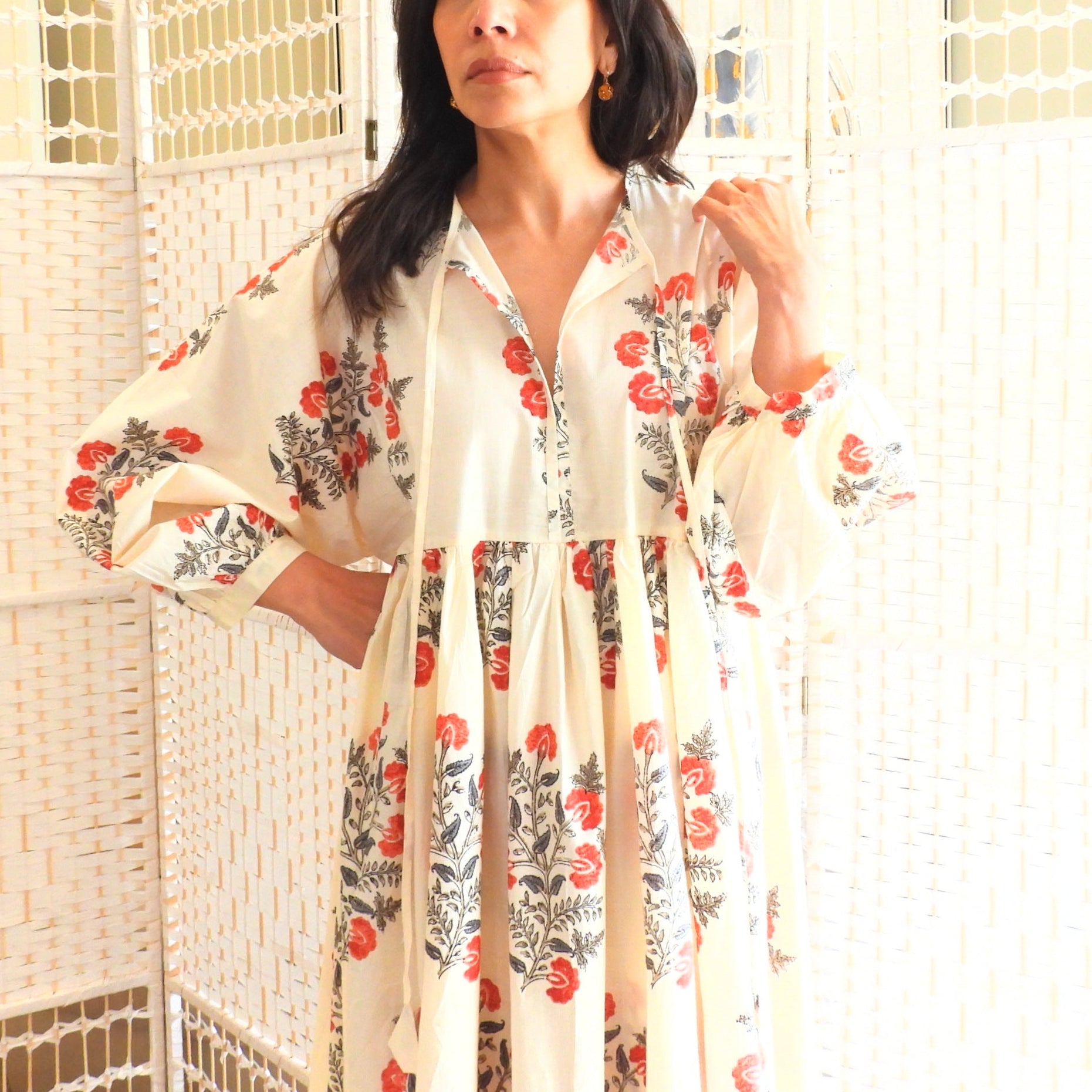 Boho Printed Cotton Midi Dress - The Rosa