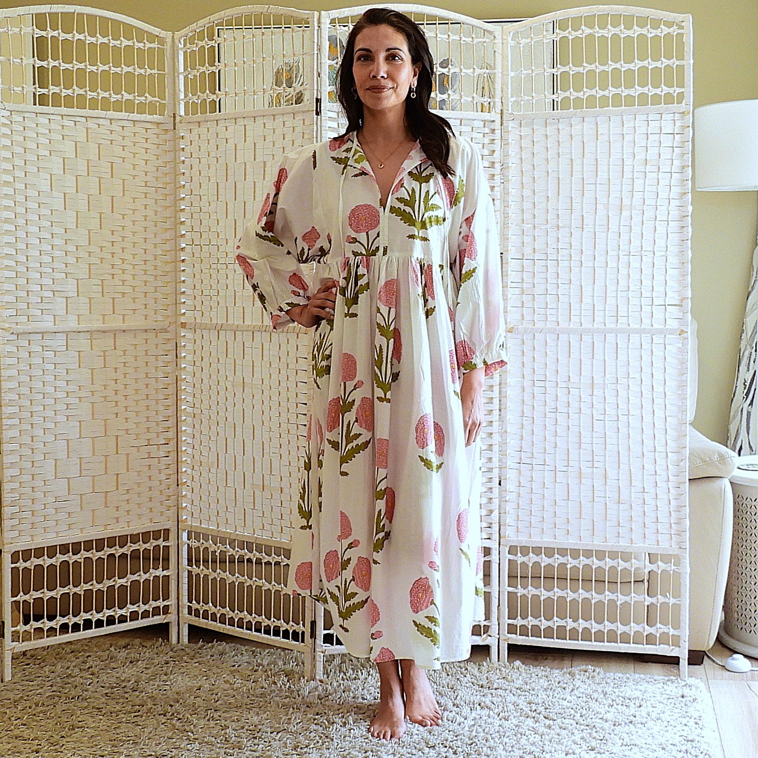 Boho Printed Cotton Midi Dress - The Maeve