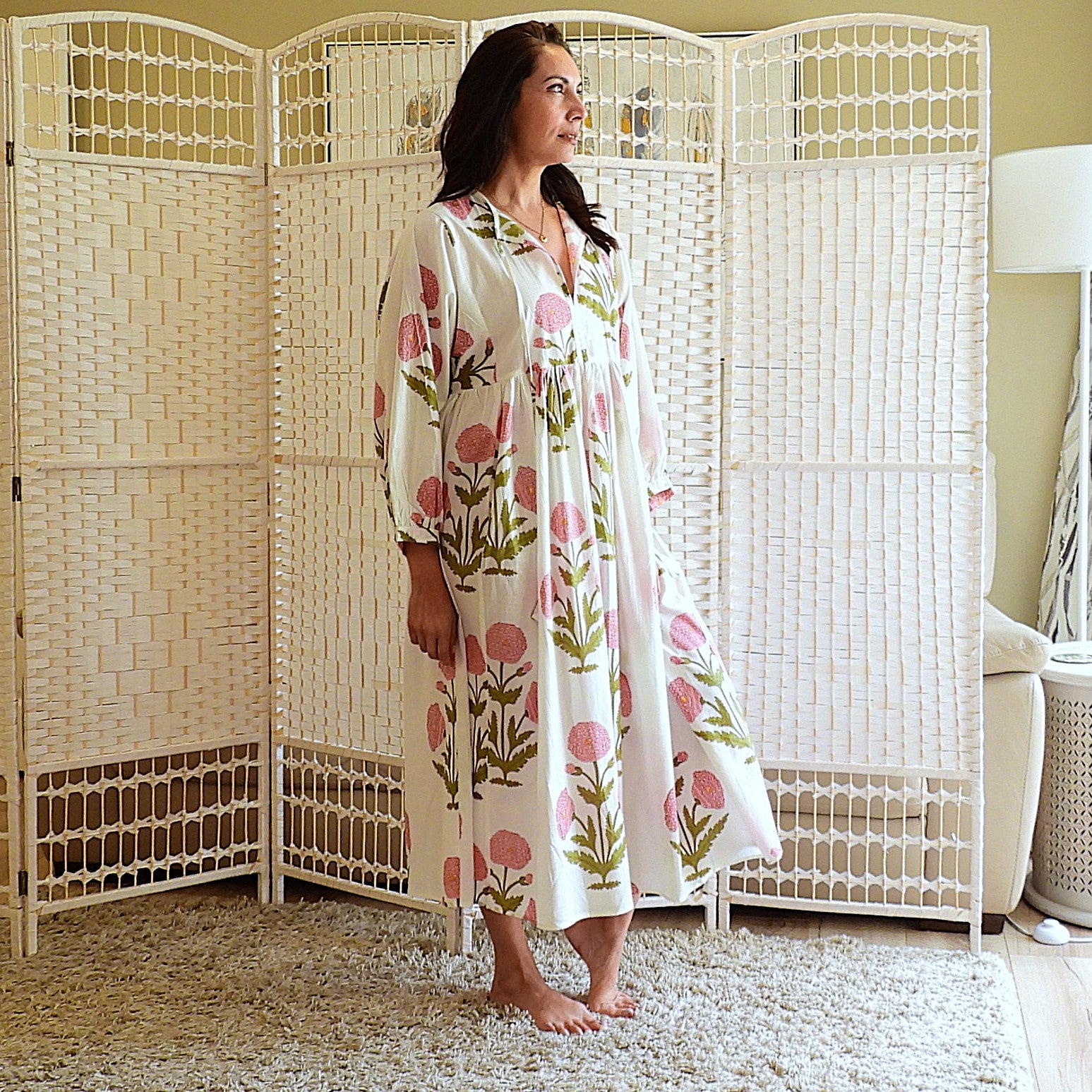 Boho Printed Cotton Midi Dress - The Maeve