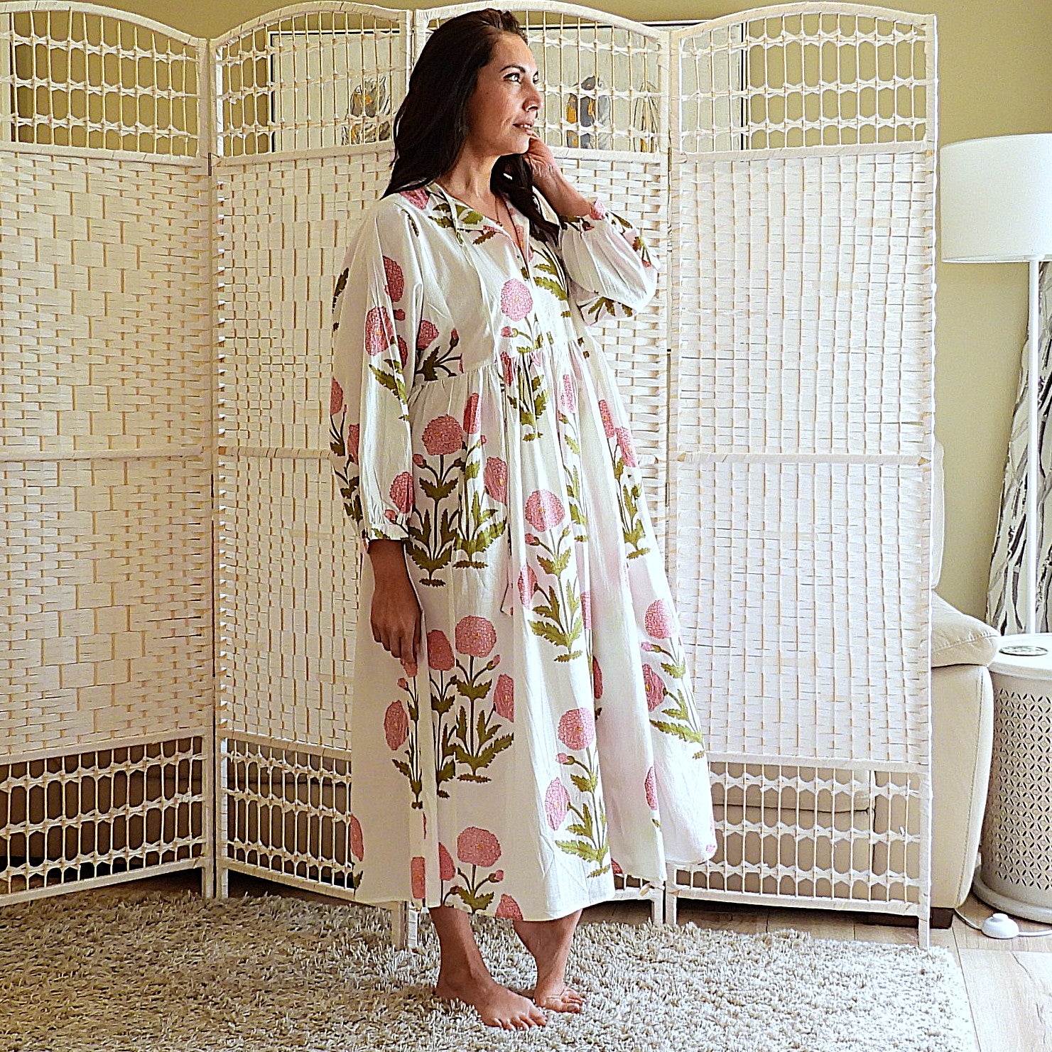 Boho Printed Cotton Midi Dress - The Maeve