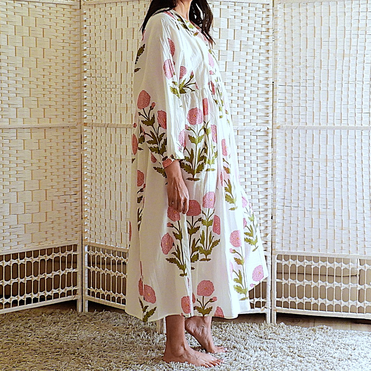 Boho Printed Cotton Midi Dress - The Maeve