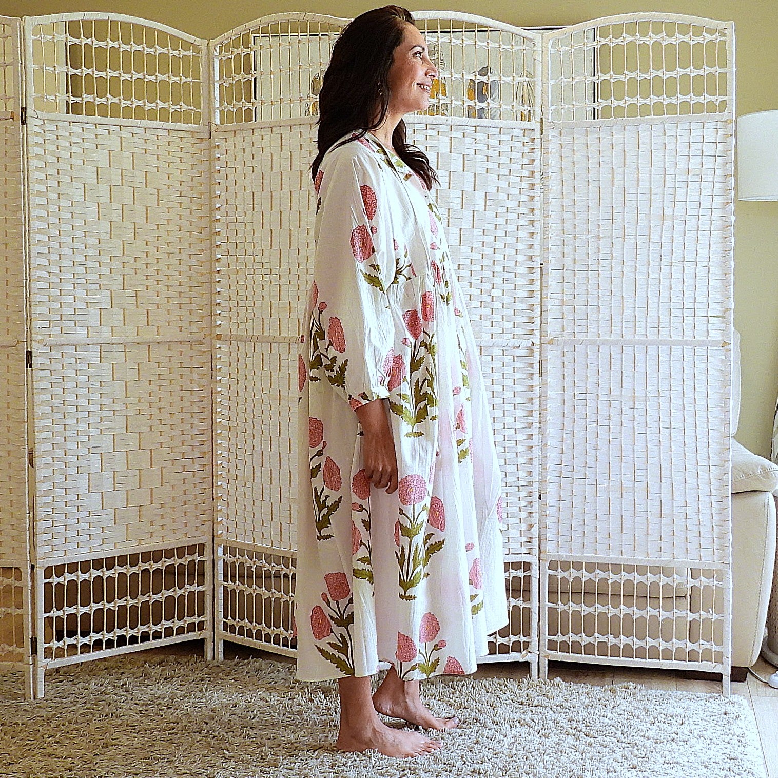 Boho Printed Cotton Midi Dress - The Maeve