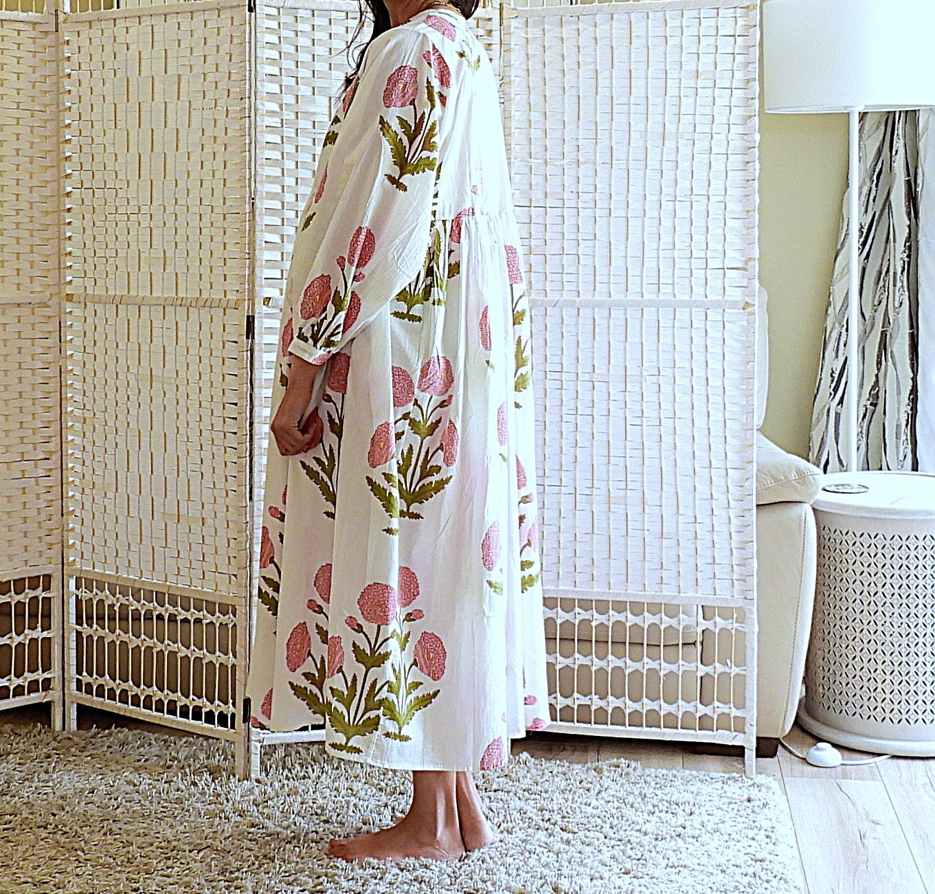 Boho Printed Cotton Midi Dress - The Maeve
