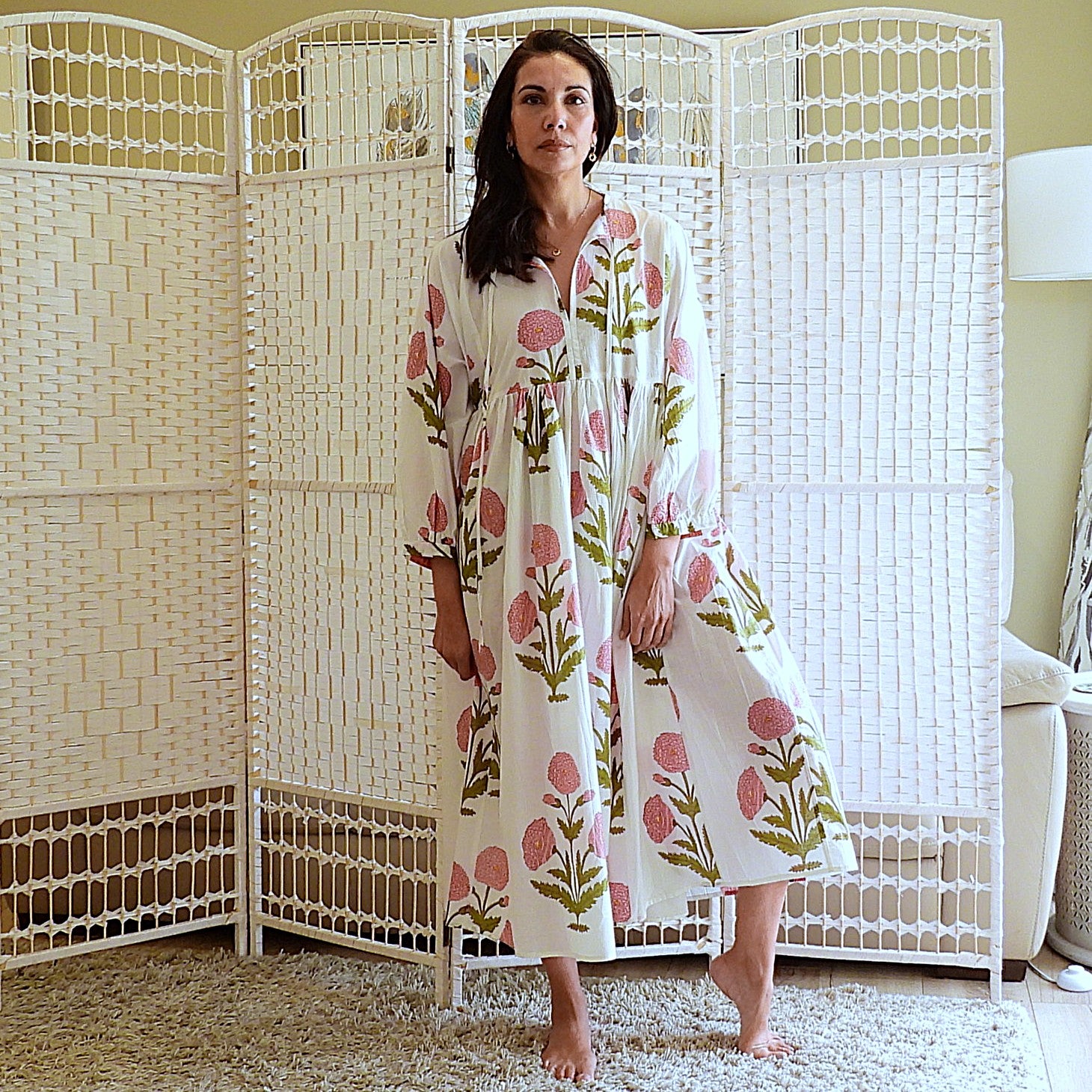 Boho Printed Cotton Midi Dress - The Maeve