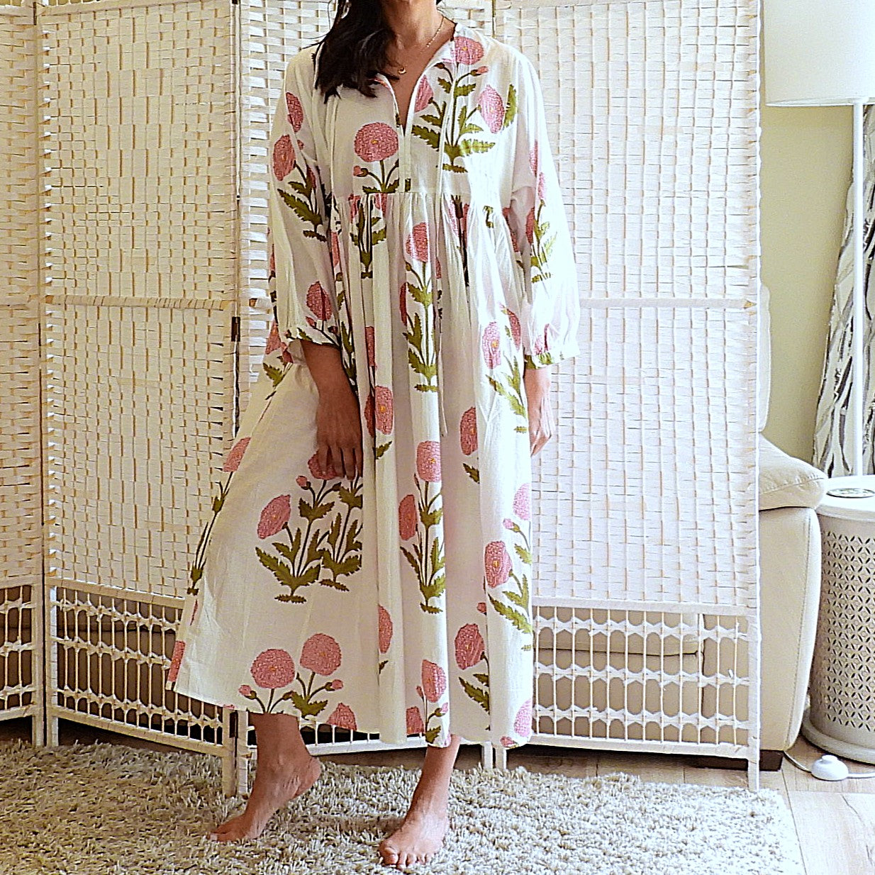 Boho Printed Cotton Midi Dress - The Maeve
