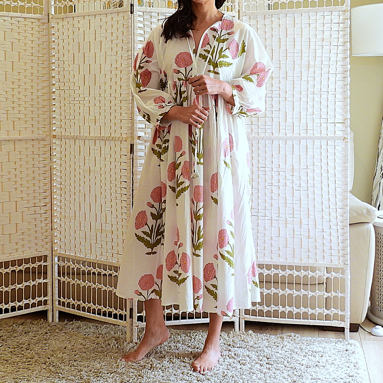Boho Printed Cotton Midi Dress - The Maeve