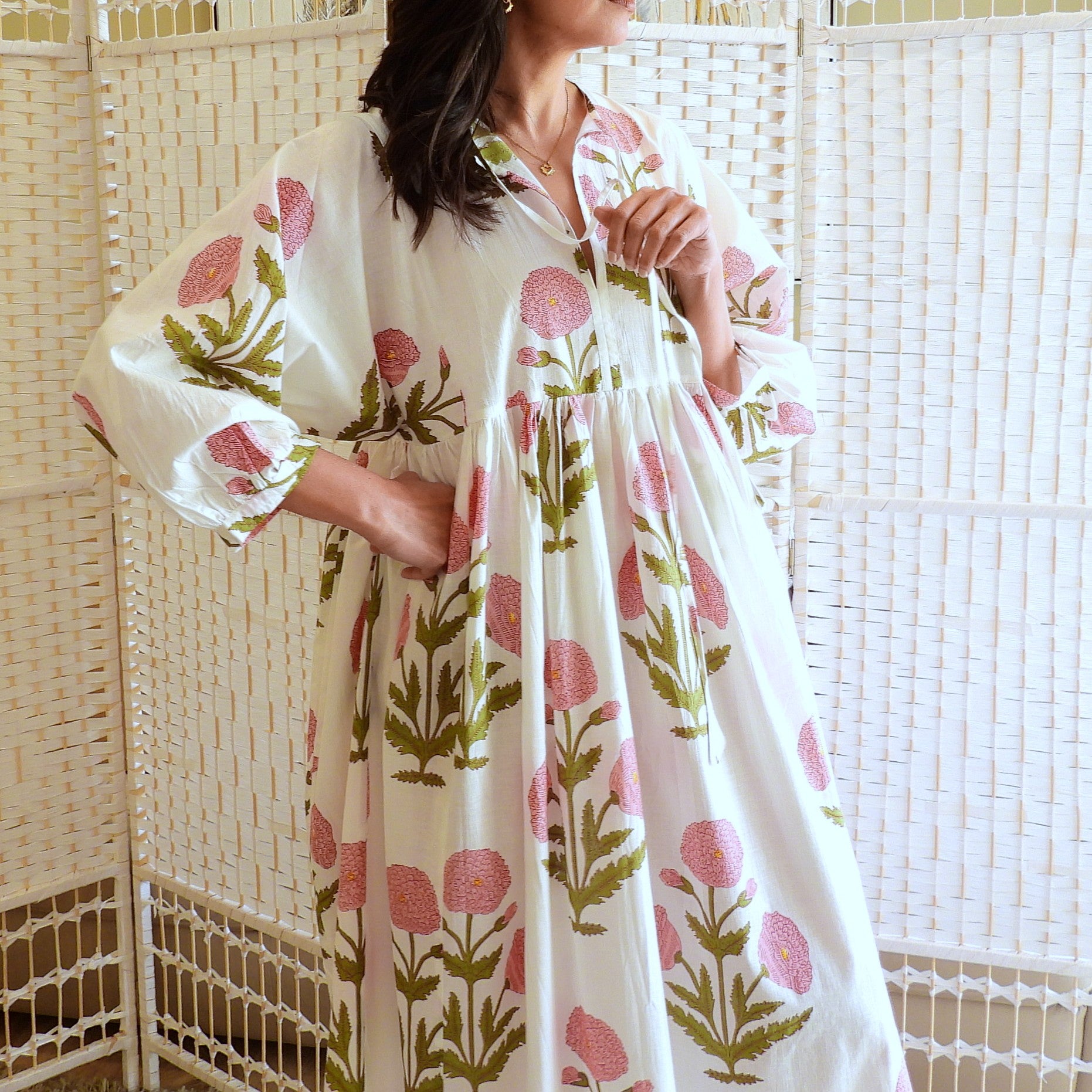 Boho Printed Cotton Midi Dress - The Maeve
