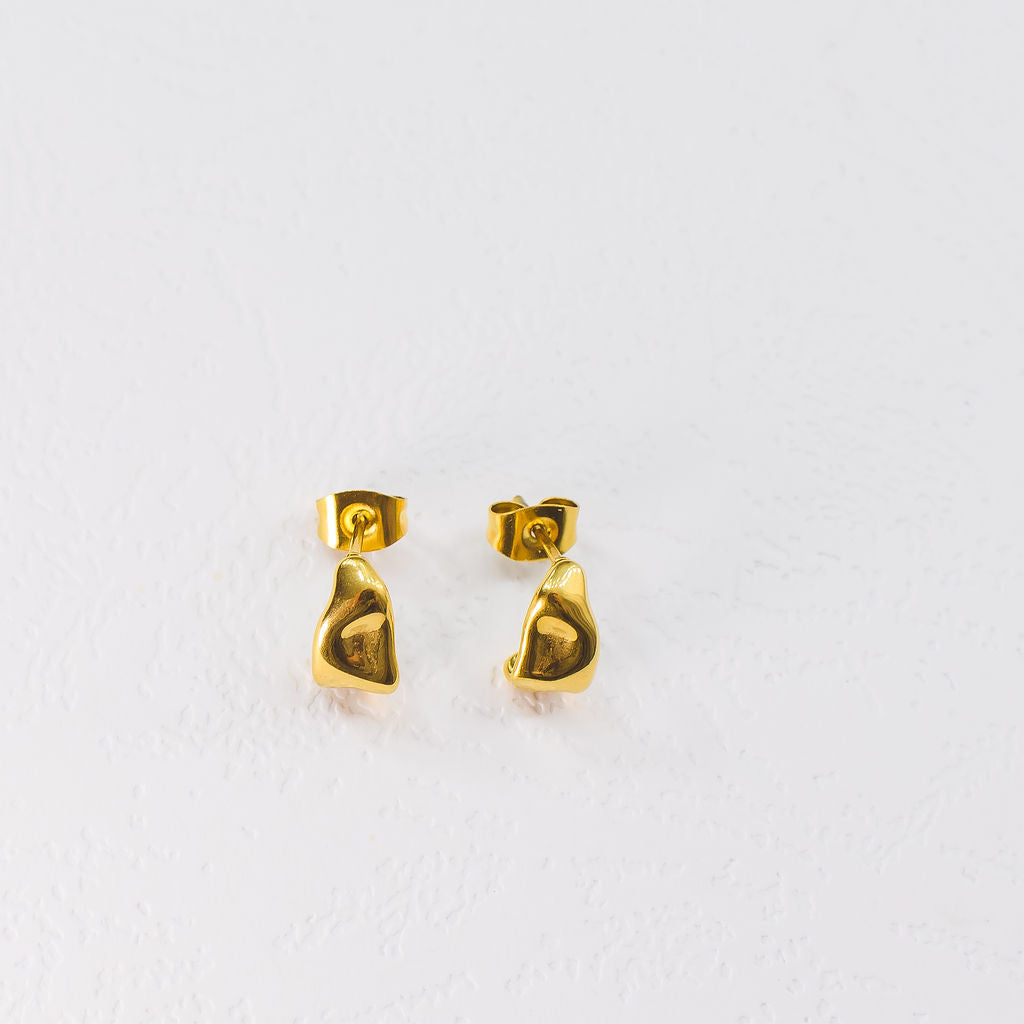 Larissa Gold Plated Stainless Steel Beaten Stud Earrings