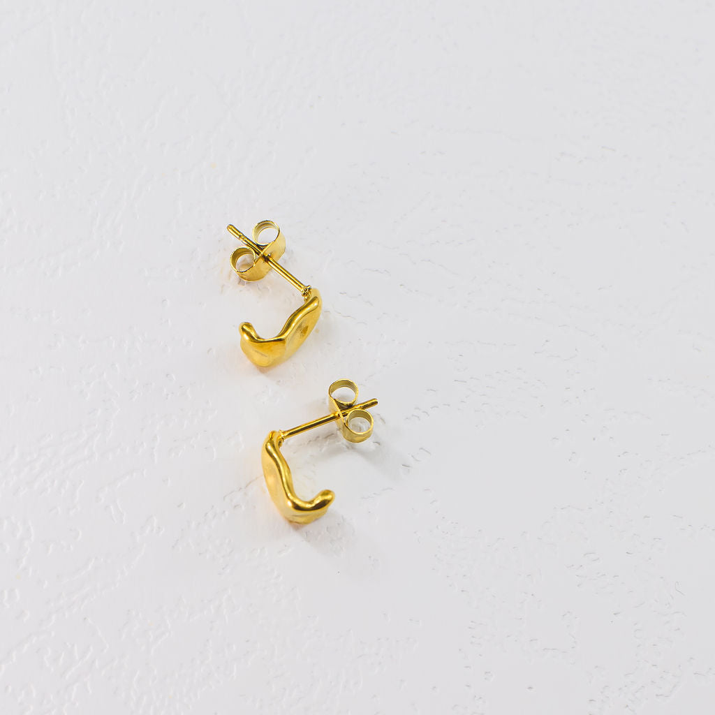 Larissa Gold Plated Stainless Steel Beaten Stud Earrings