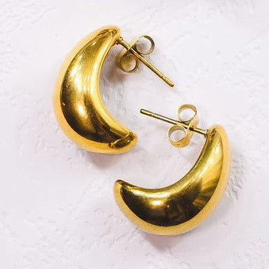 Genevieve Bold and Chunky Gold Plated Stainless Steel Stud Earrings