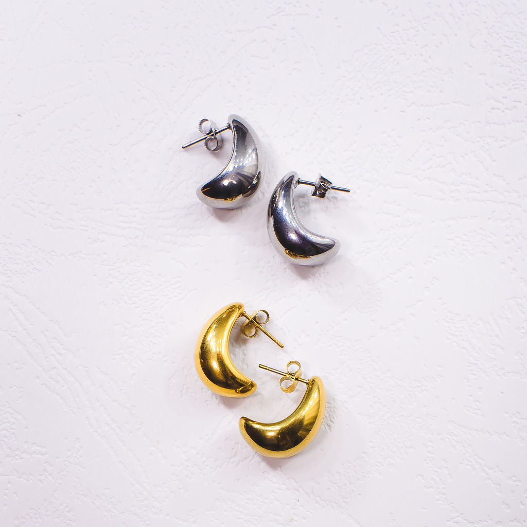 Genevieve Bold and Chunky Gold Plated Stainless Steel Stud Earrings