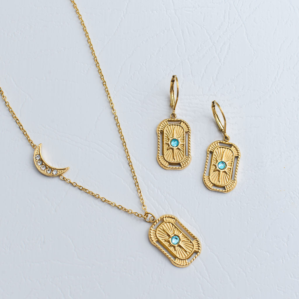 Skye Gold Plated Stainless Steel Necklace and Earrings Set