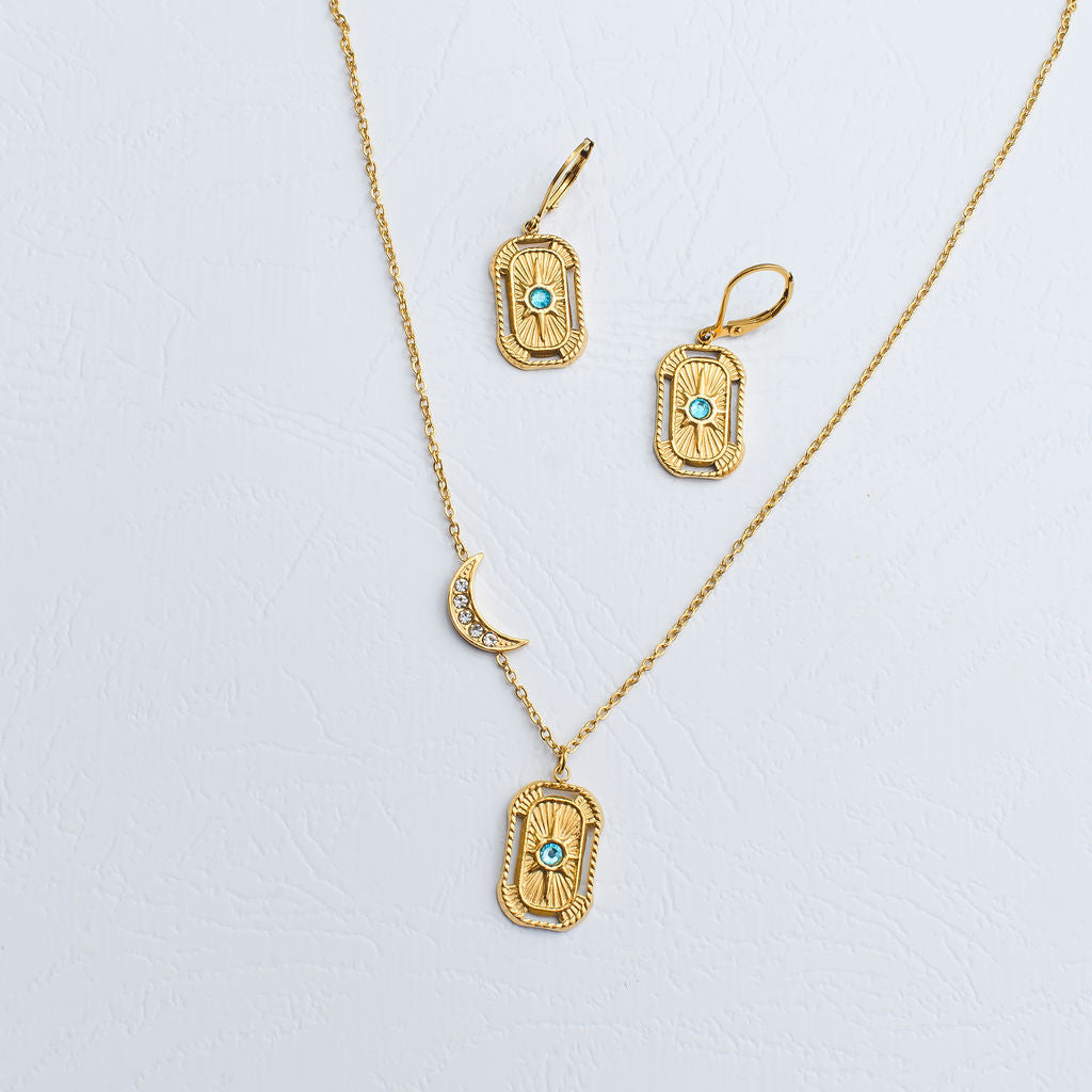 Skye Gold Plated Stainless Steel Necklace and Earrings Set