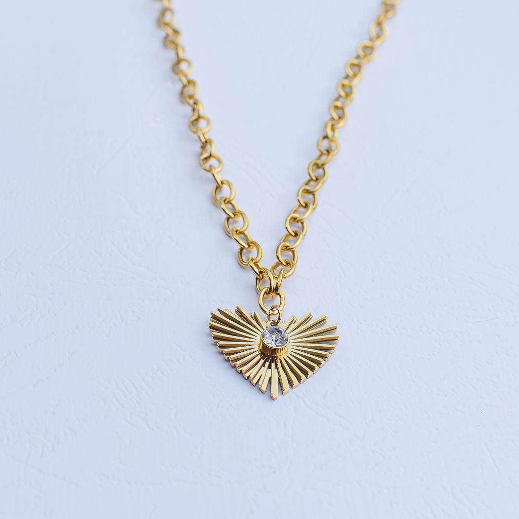 Alessandra Gold Plated Stainless Steel Heart Pendant Necklace