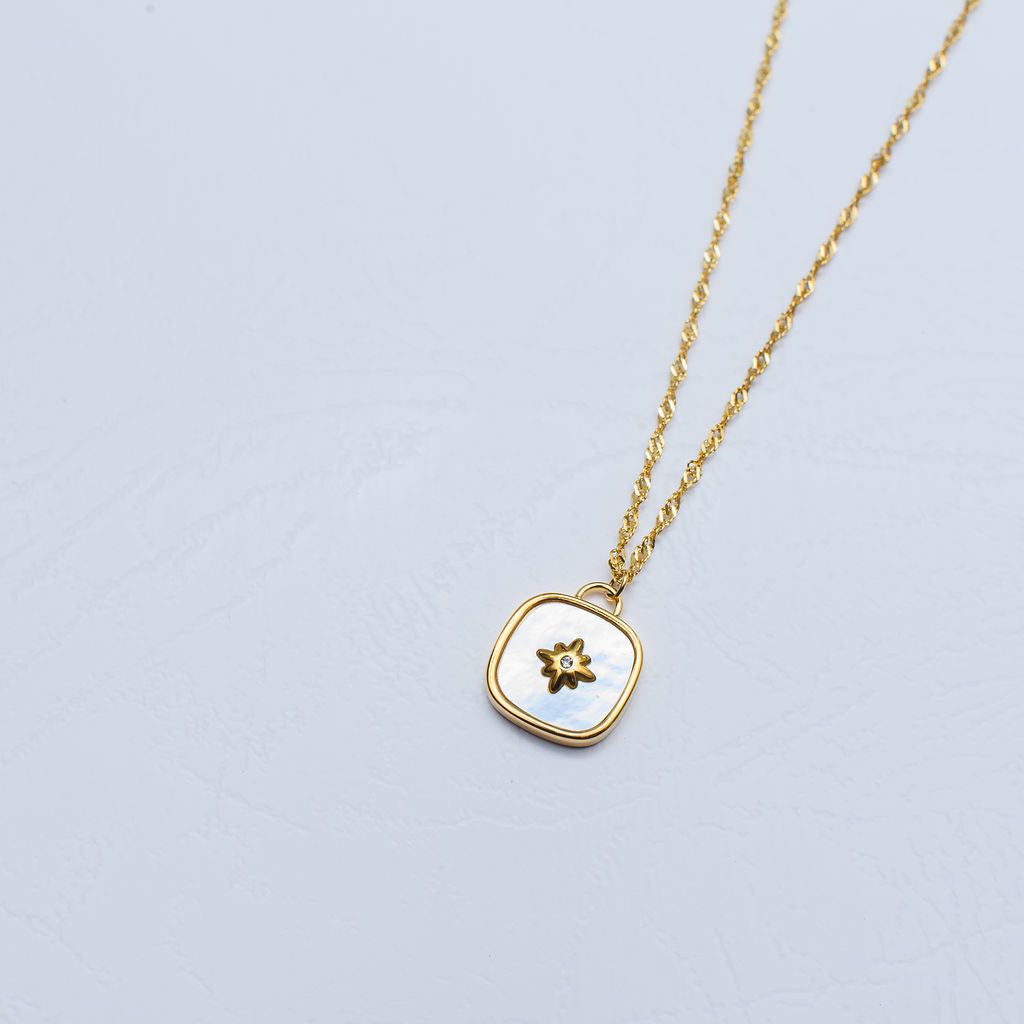 Hannah Gold Plated Stainless Steel Ivory Pendant Necklace