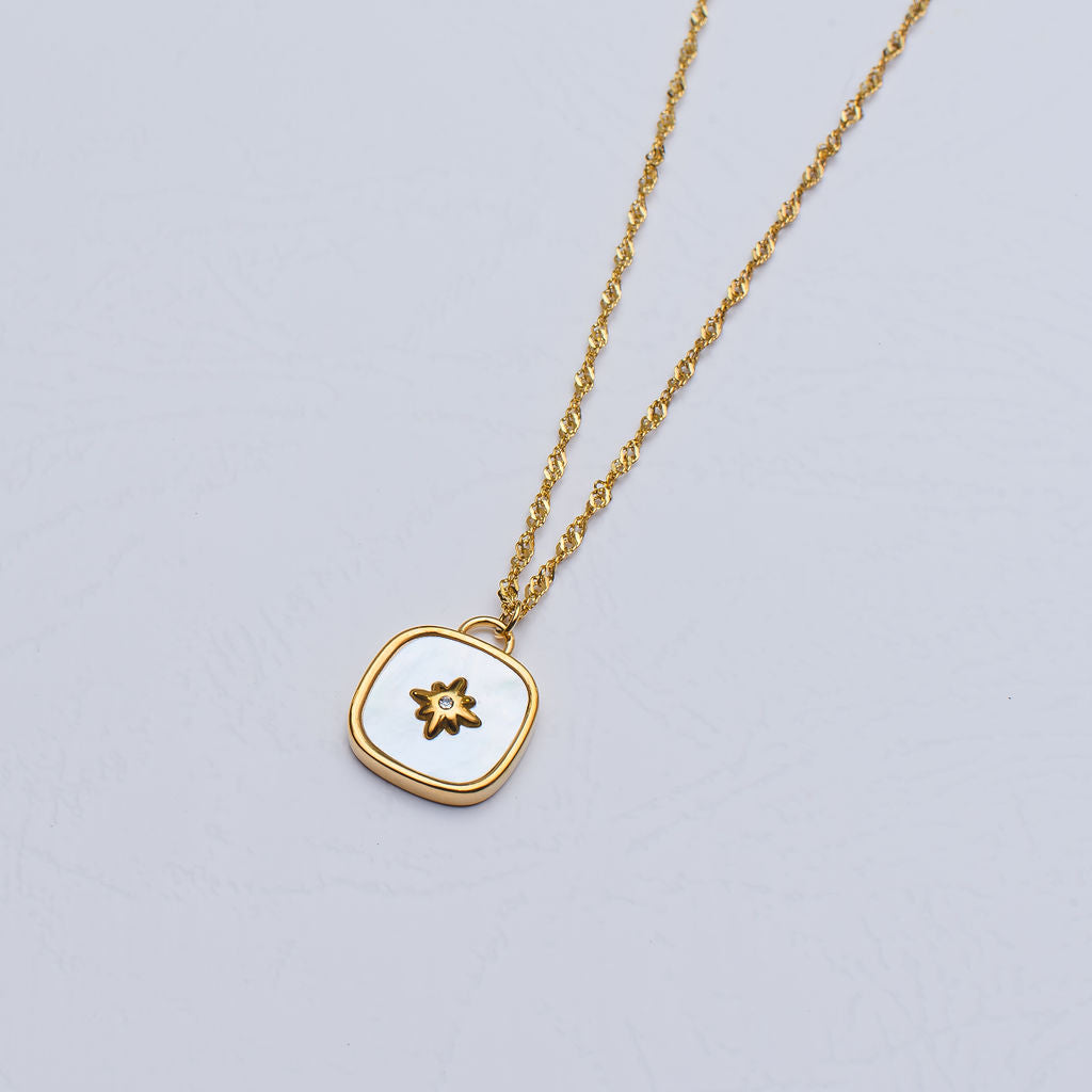Hannah Gold Plated Stainless Steel Ivory Pendant Necklace