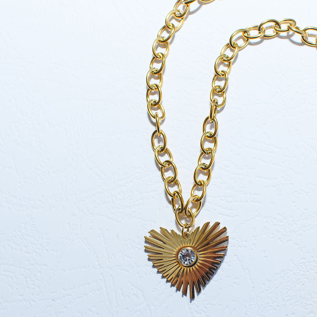 Alessandra Gold Plated Stainless Steel Heart Pendant Necklace