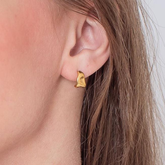 Larissa Gold Plated Stainless Steel Beaten Stud Earrings