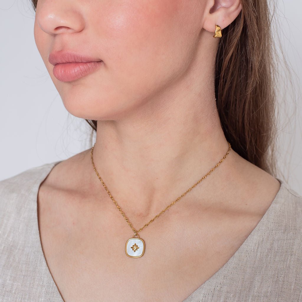 Hannah Gold Plated Stainless Steel Ivory Pendant Necklace