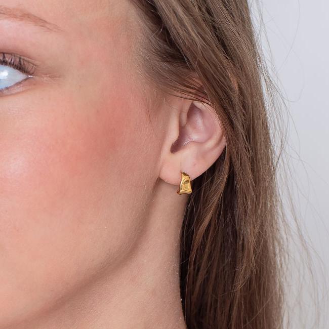 Larissa Gold Plated Stainless Steel Beaten Stud Earrings