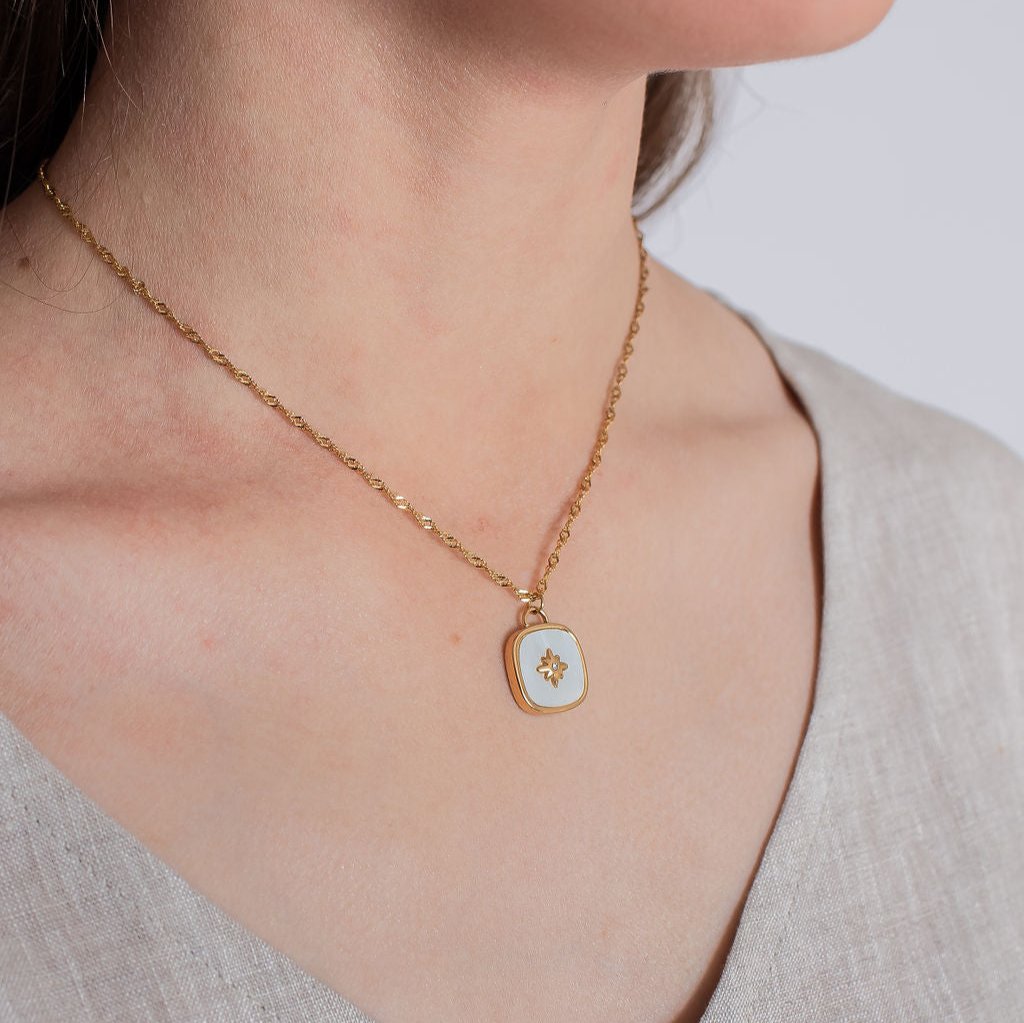 Hannah Gold Plated Stainless Steel Ivory Pendant Necklace