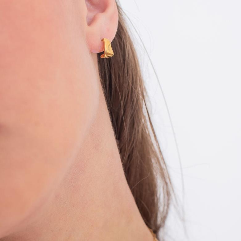 Larissa Gold Plated Stainless Steel Beaten Stud Earrings