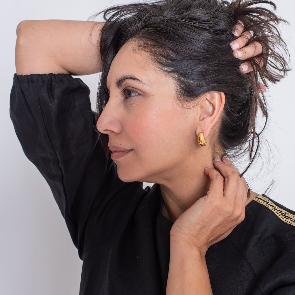 Genevieve Bold and Chunky Gold Plated Stainless Steel Stud Earrings