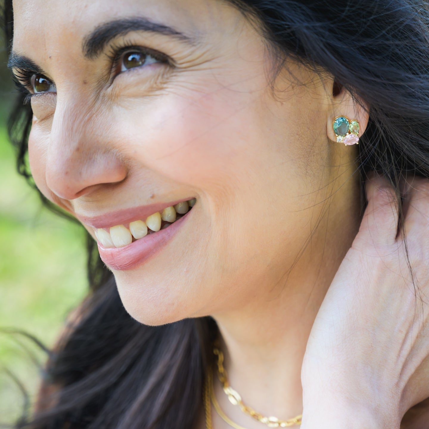 Vera Cluster Stone Gold Plated Stainless Steel Stud Earrings