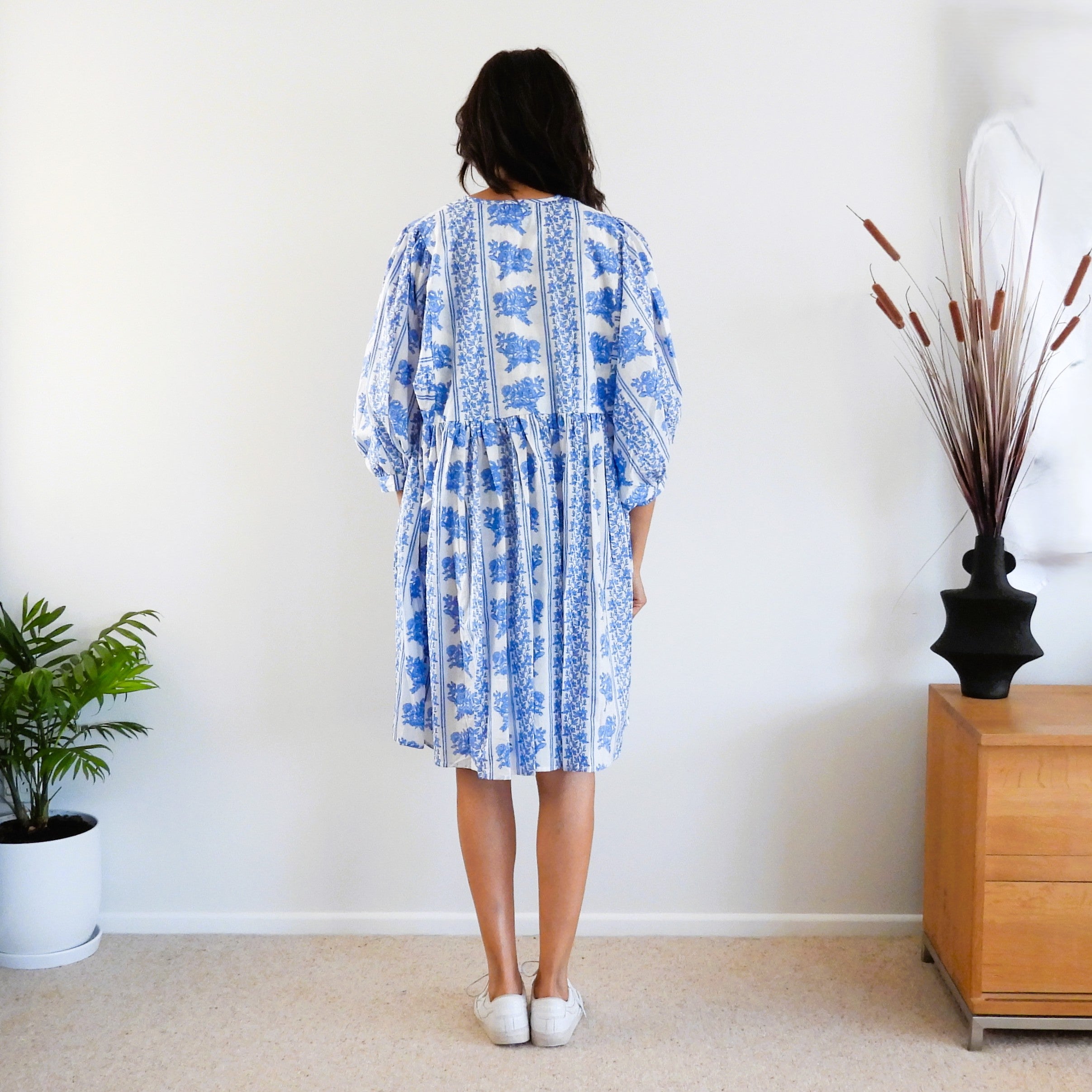Boho Printed Cotton Knee Length Dress - The Iris