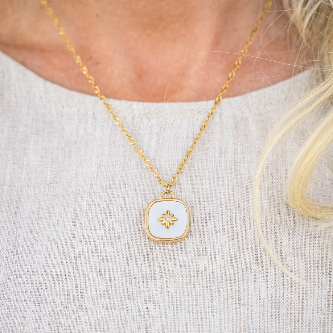 Hannah Gold Plated Stainless Steel Ivory Pendant Necklace