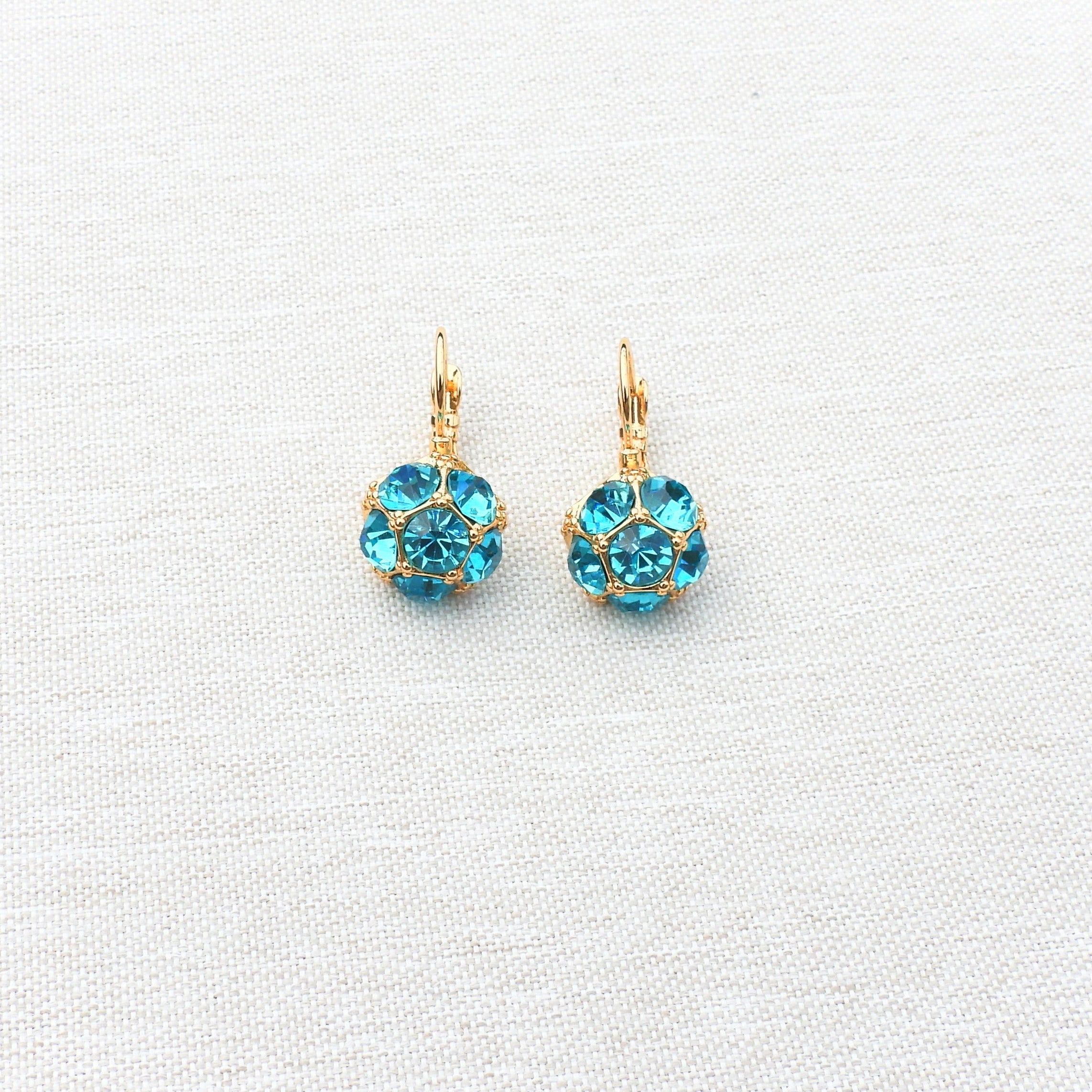 Tara Azure Stone Cluster Gold Plated Stainless Steel Earrings
