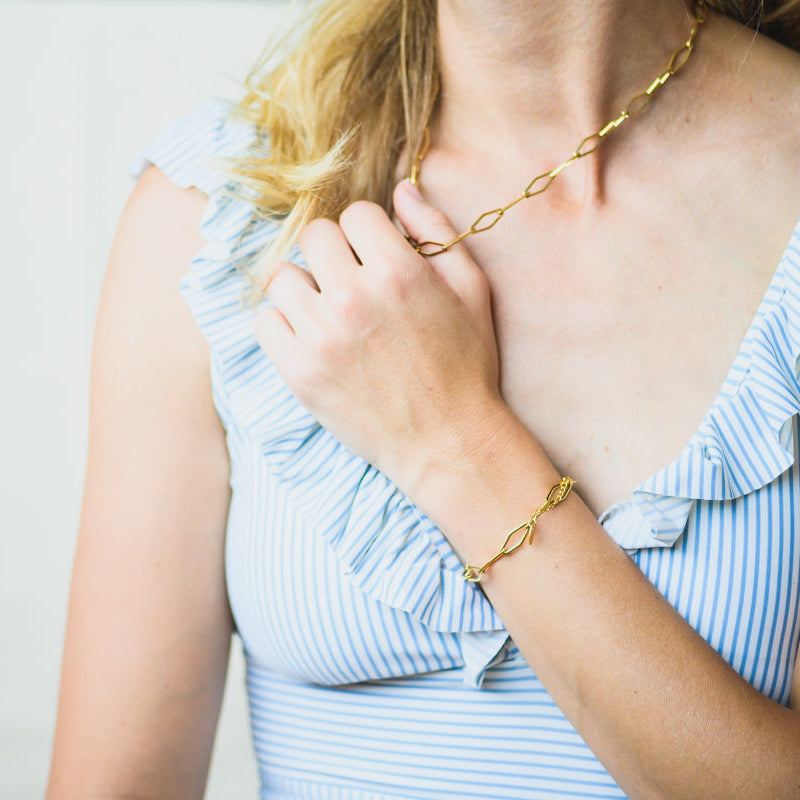 Harper Gold Plated Stainless Steel Necklace and Bracelet Set