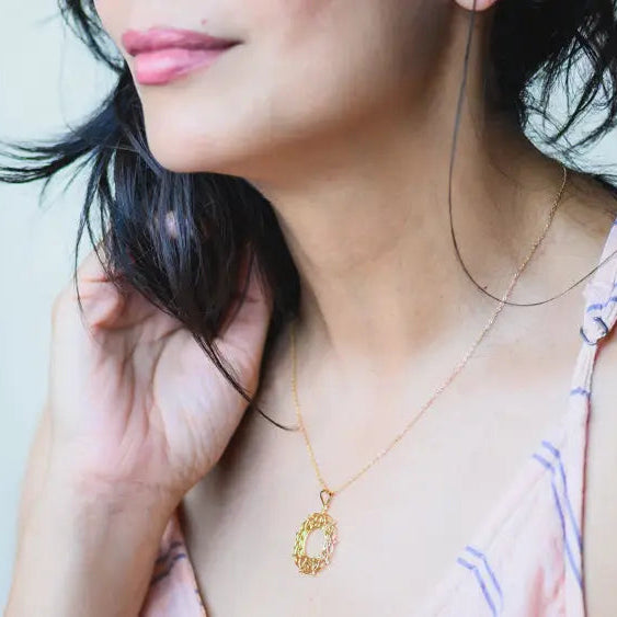 Demi Gold Plated Sterling Silver Mandala Pendant Necklace
