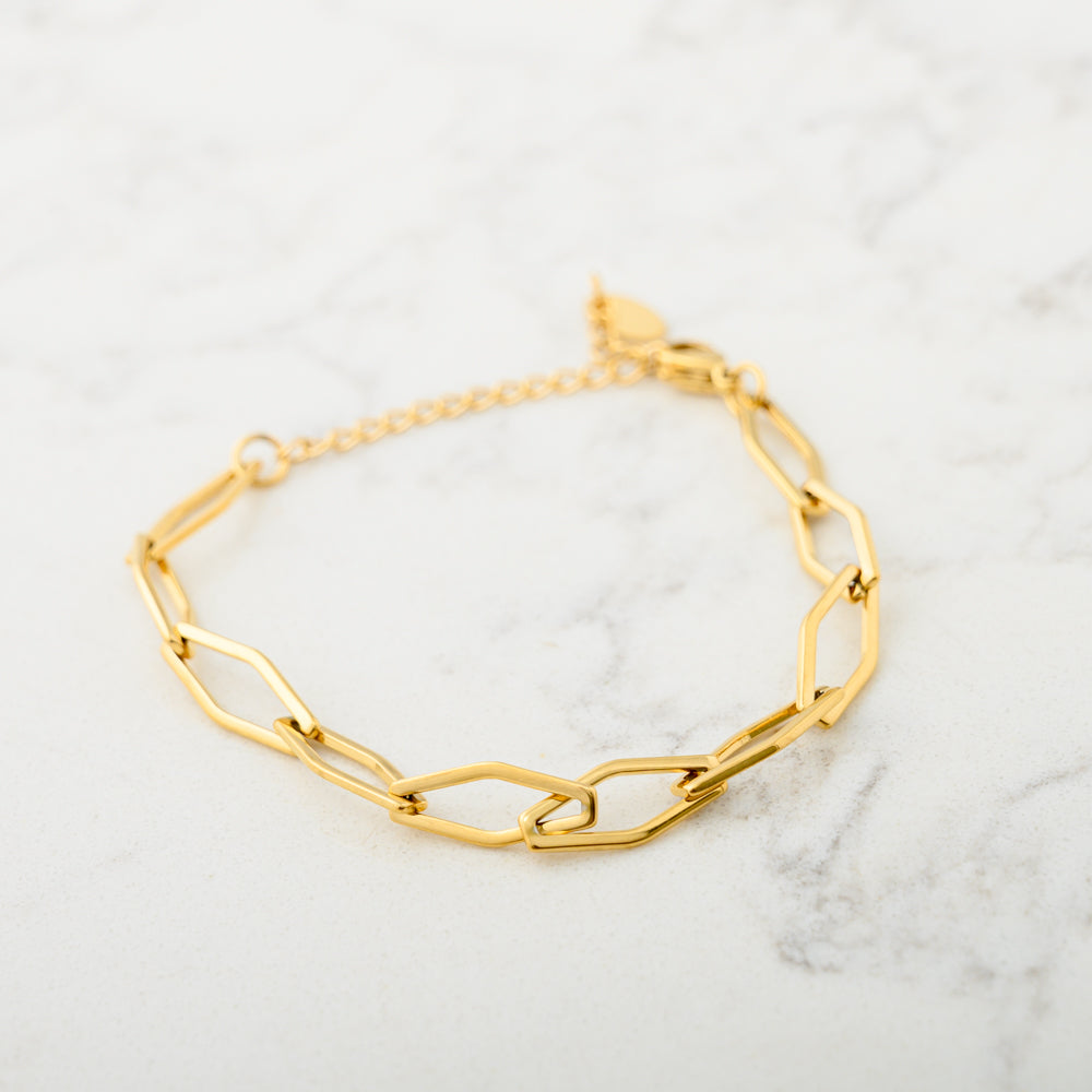 Harper Gold Plated Stainless Steel Necklace and Bracelet Set